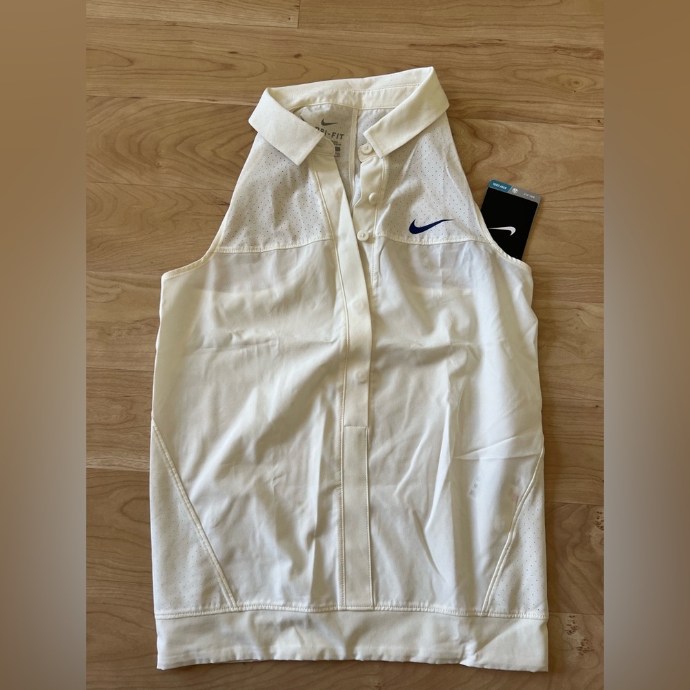 Nike Dri-Fit White Sleeveless Tennis Shirt